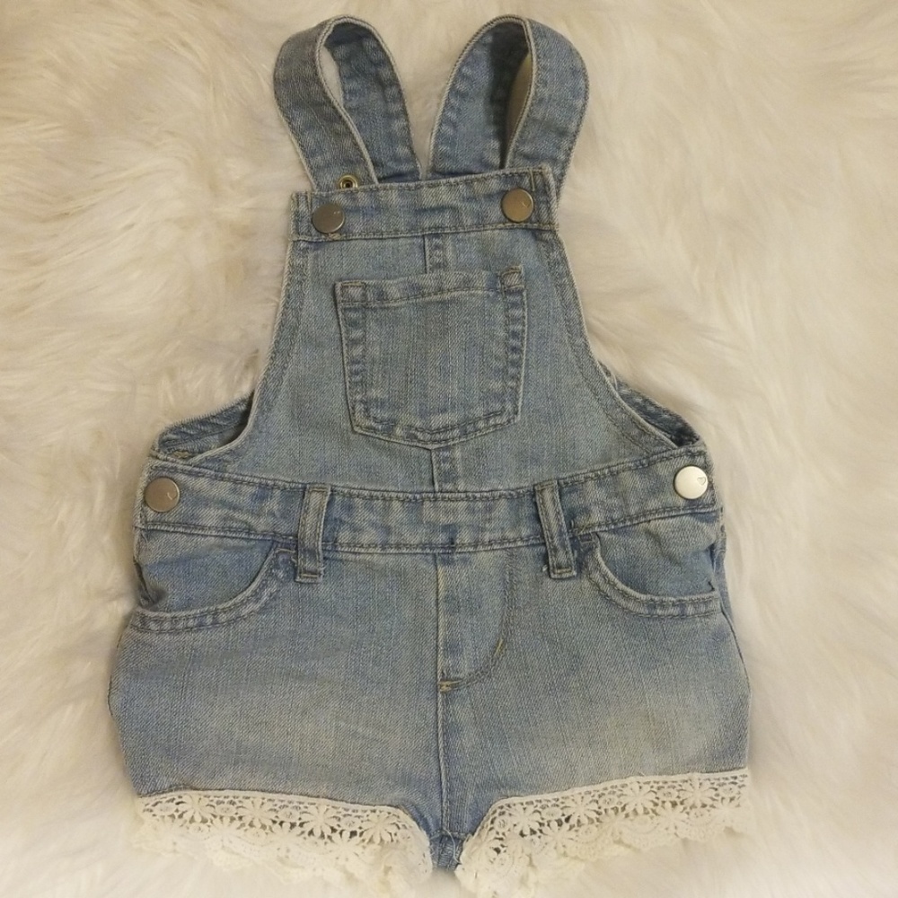Light Denim Wash Short Overalls